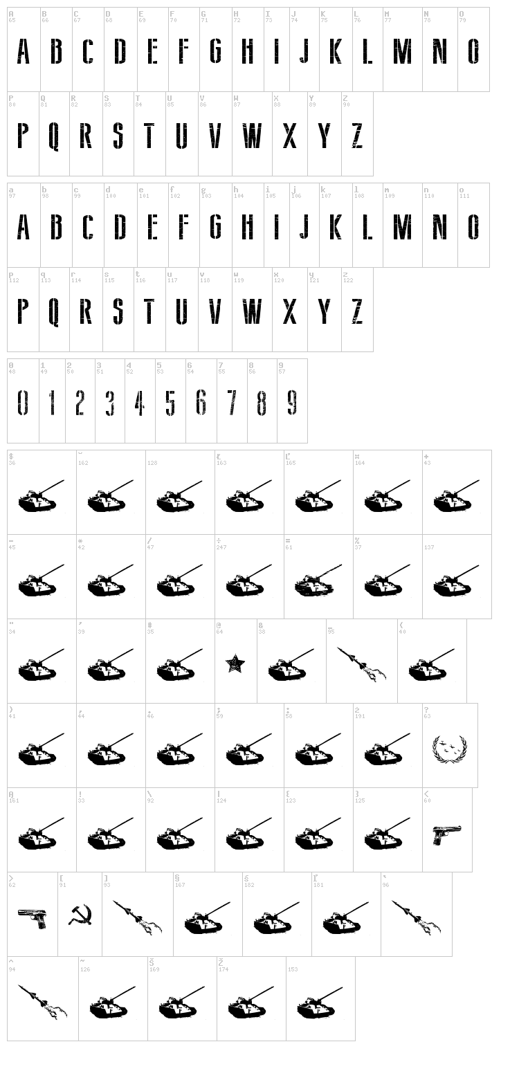 Soviet Style font map